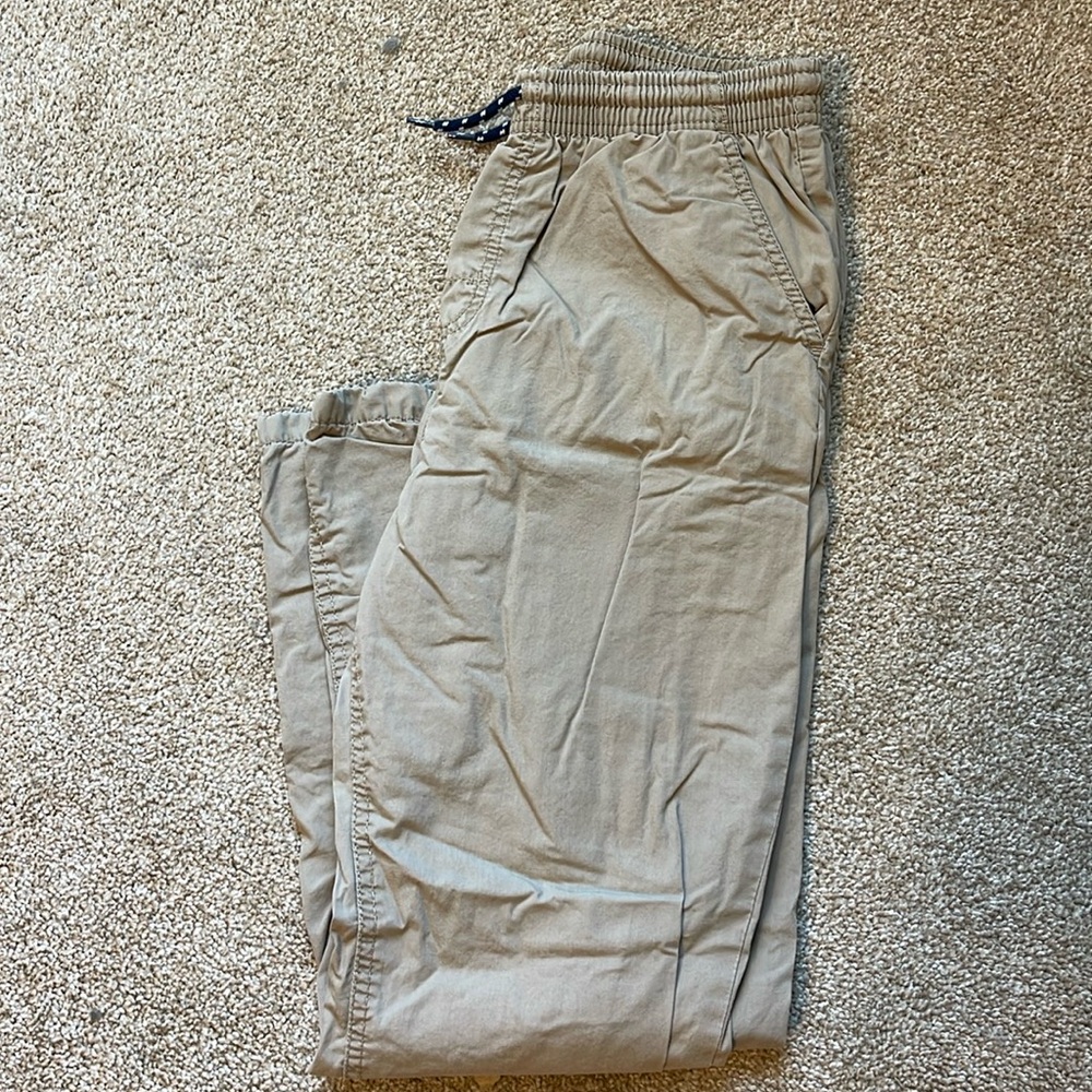 Fleece lined khaki pants with elastic waist